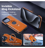 KaiYue Magsafe Lederlook met Standaard Hoesje voor iPhone 16 - Bruin