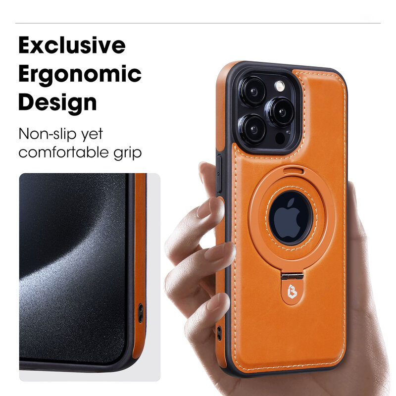 KaiYue Magsafe læderlook med standardcover til iPhone 16 - brun