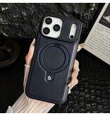 KaiYue Coque MagSafe aspect cuir avec étui standard pour iPhone 17 - Bleu marine
