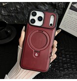 KaiYue Étui MagSafe aspect cuir avec coque standard pour iPhone 17 Pro - Rouge Bordeaux