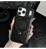 KaiYue Magsafe Lederlook met Standaard Hoesje voor iPhone 17 Pro Max - Zwart