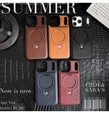 KaiYue Funda Magsafe con aspecto de cuero y funda estándar para iPhone 17 Pro Max - Rojo Burdeos