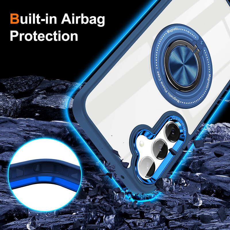 Smart Smart Magnetic met 360 Graden Standaard Hoesje voor Samsung Galaxy S26 - Donker Blauw