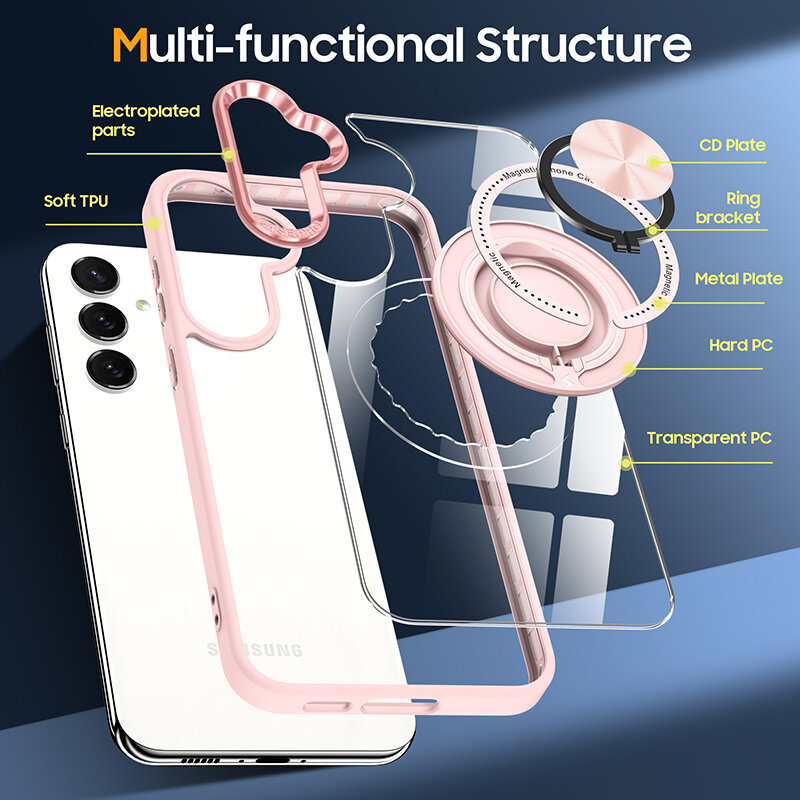 Smart Custodia magnetica intelligente con supporto a 360 gradi per Samsung Galaxy S26 - Rosa