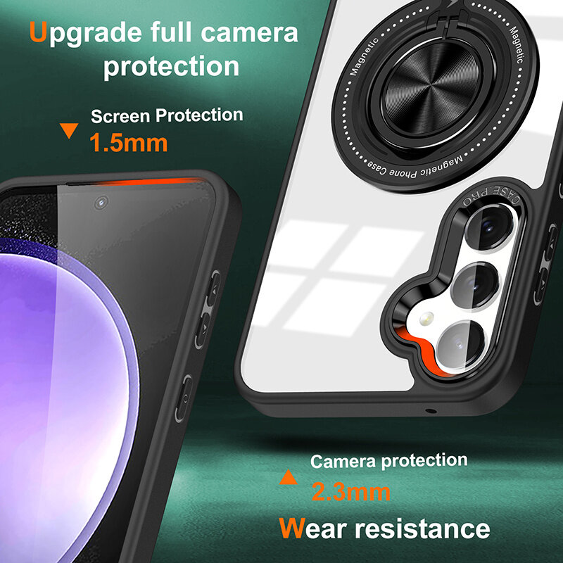 Smart Funda magnética inteligente con soporte de 360 grados para Samsung Galaxy S26 Plus - Negra