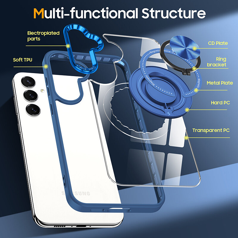 Smart Smart Magnetic with 360 Degree Stand Case for Samsung Galaxy S26 Plus - Dark Blue