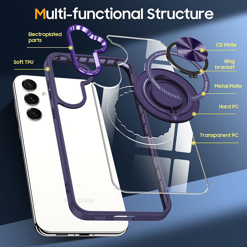 Smart Custodia magnetica intelligente con supporto a 360 gradi per Samsung Galaxy S26 Plus - Viola