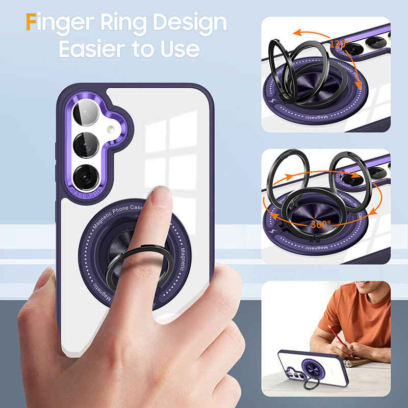 Smart Custodia magnetica intelligente con supporto a 360 gradi per Samsung Galaxy S26 Plus - Viola