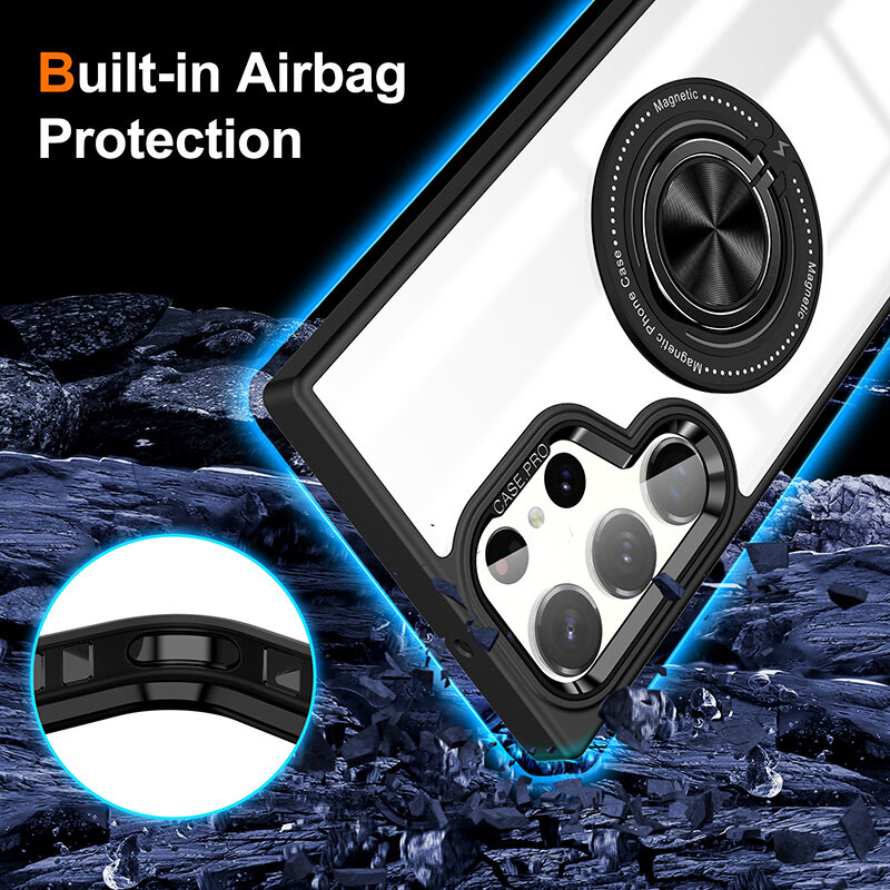 Smart Custodia magnetica intelligente con supporto a 360 gradi per Samsung Galaxy S26 Ultra - Nero