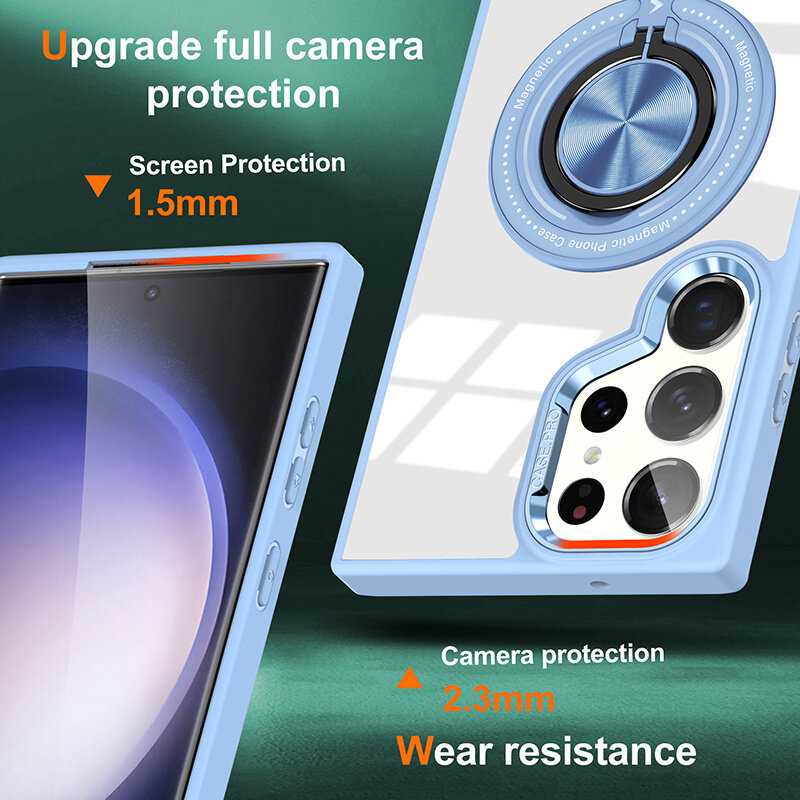 Smart Smart Magnetic met 360 Graden Standaard Hoesje voor Samsung Galaxy S26 Ultra - Blauw