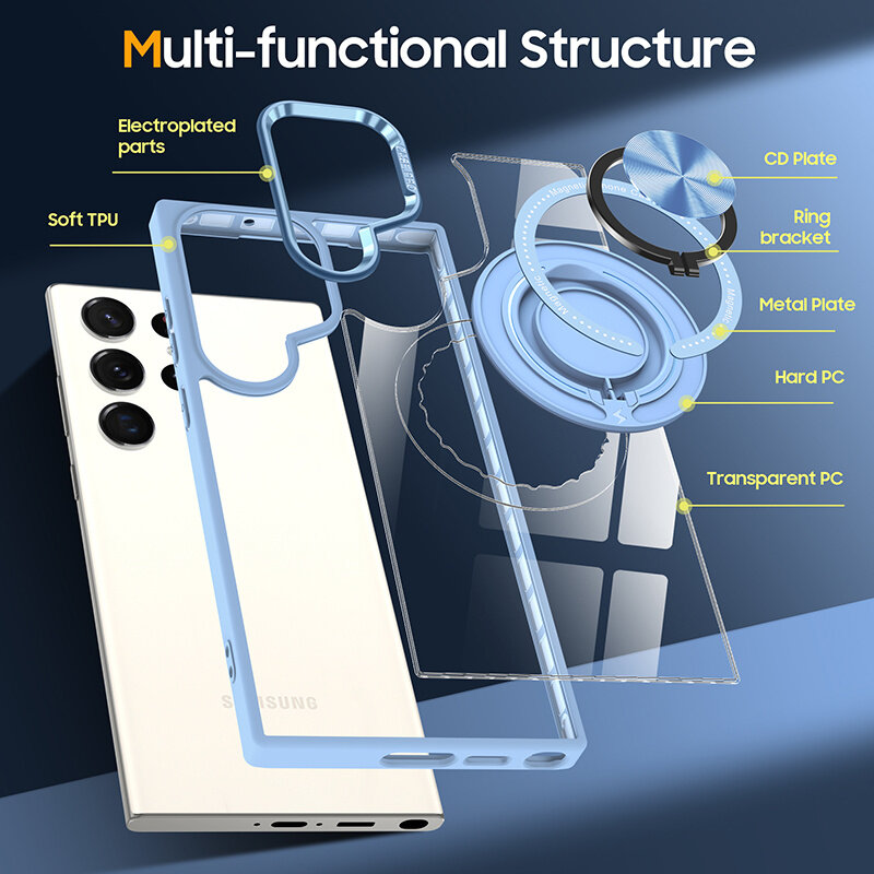 Smart Intelligente magnetische Schutzhülle mit 360°-Ständer für Samsung Galaxy S26 Ultra – Blau