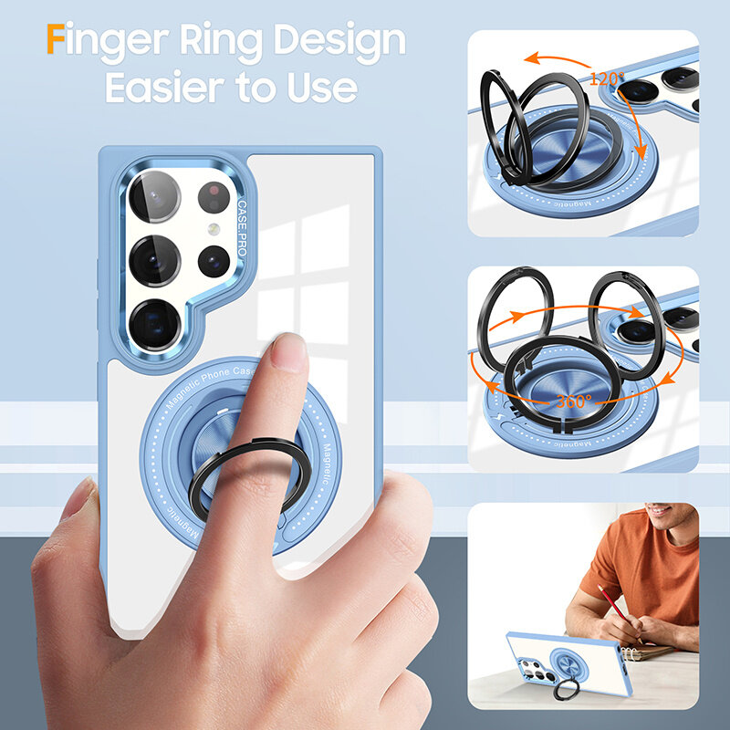 Smart Smart Magnetic with 360 Degree Stand Case for Samsung Galaxy S26 Ultra - Blue