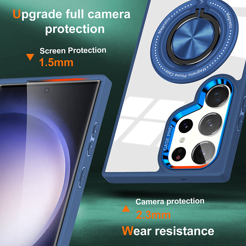 Smart Smart Magnetic with 360 Degree Stand Case for Samsung Galaxy S26 Ultra - Dark Blue