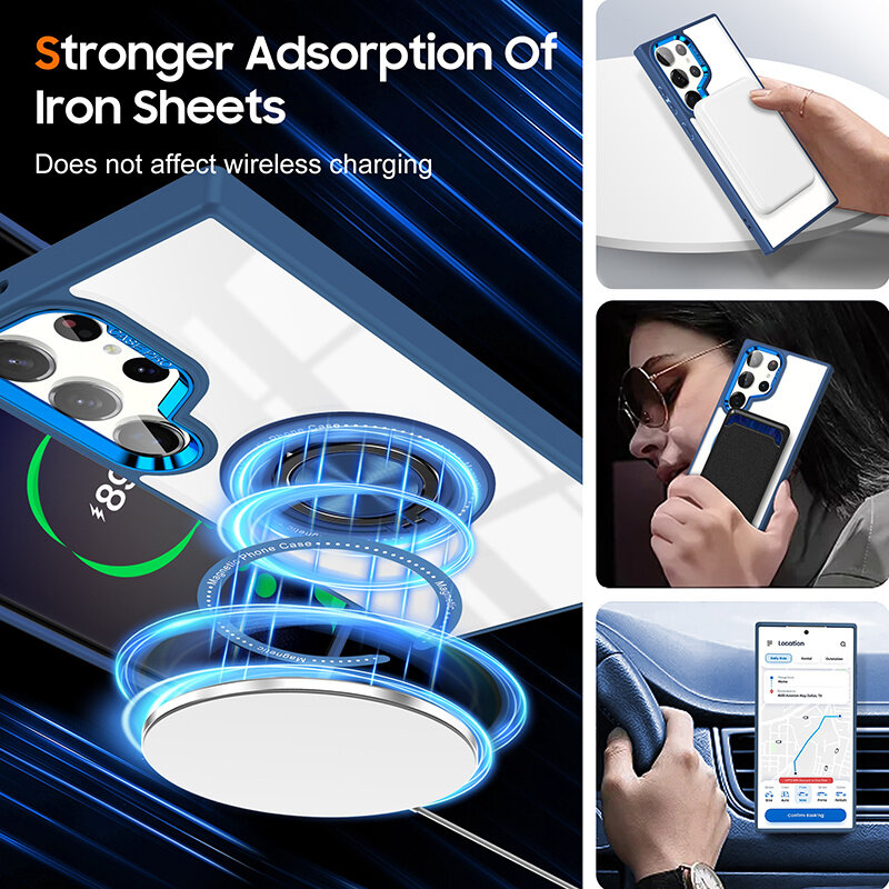 Smart Intelligente magnetische Schutzhülle mit 360°-Ständer für Samsung Galaxy S26 Ultra – Dunkelblau