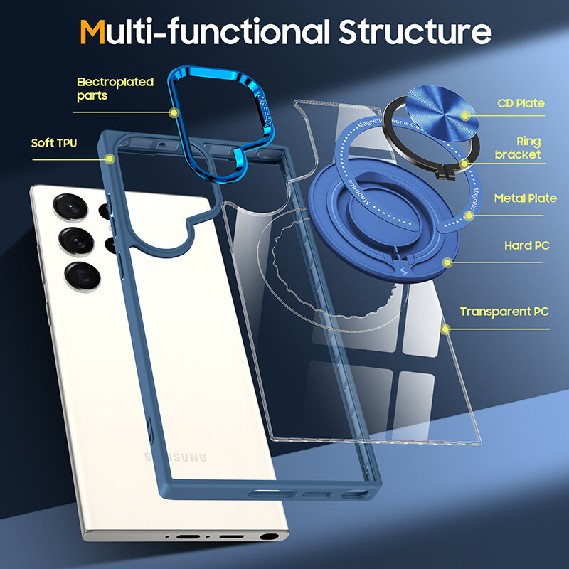 Smart Funda magnética inteligente con soporte de 360 grados para Samsung Galaxy S26 Ultra - Azul oscuro