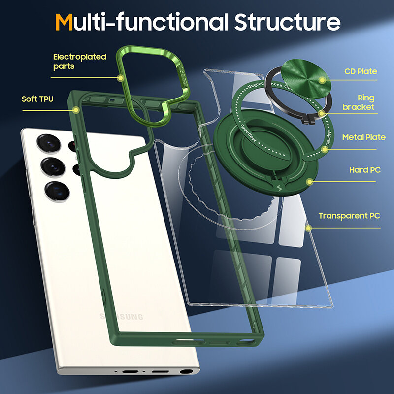 Smart Smart Magnetic with 360 Degree Stand Case for Samsung Galaxy S26 Ultra - Green