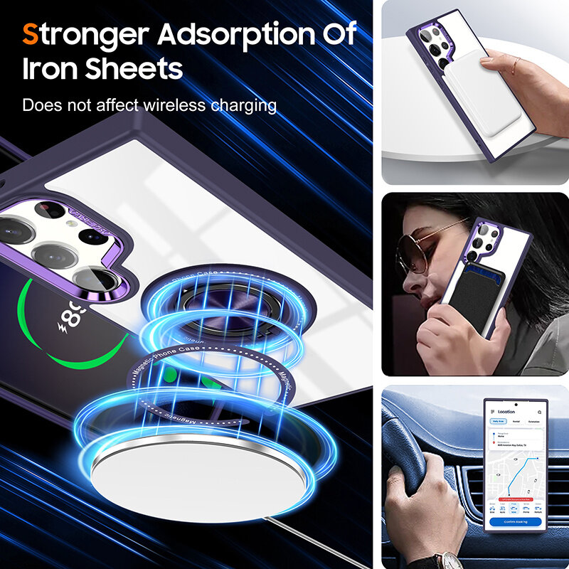 Smart Intelligente magnetische Schutzhülle mit 360°-Ständer für Samsung Galaxy S26 Ultra – Lila