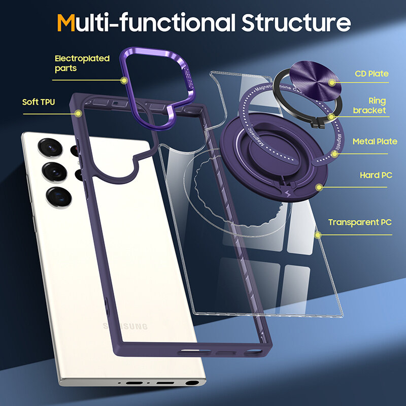 Smart Smart Magnetic with 360 Degree Stand Case for Samsung Galaxy S26 Ultra - Purple