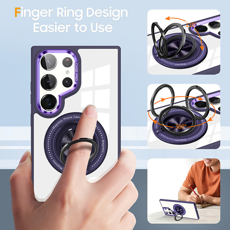Smart Funda magnética inteligente con soporte de 360 grados para Samsung Galaxy S26 Ultra - Morado