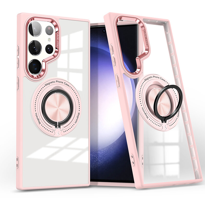 Smart Smart Magnetic with 360 Degree Stand Case for Samsung Galaxy S26 Ultra - Pink