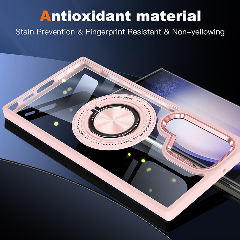 Smart Funda magnética inteligente con soporte de 360 grados para Samsung Galaxy S26 Ultra - Rosa