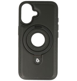 KaiYue Magsafe Schutzhülle in Lederoptik mit Ständer für iPhone 16 – Schwarz