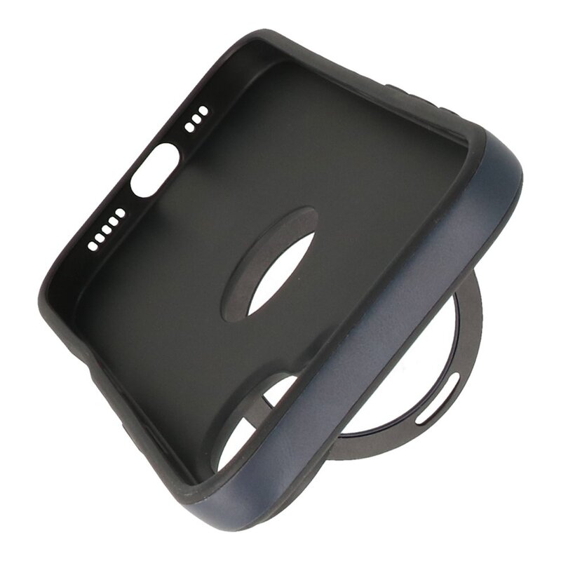 KaiYue Funda Magsafe con aspecto de cuero y funda estándar para iPhone 16 - Azul marino