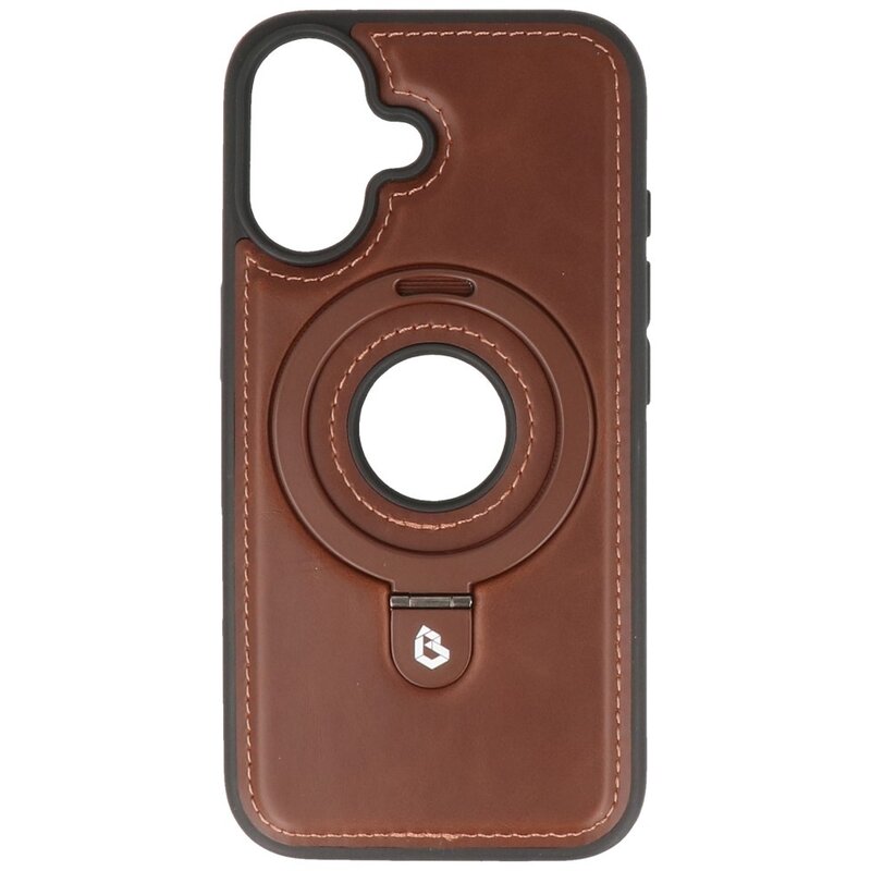 KaiYue Magsafe Lederlook met Standaard Hoesje voor iPhone 16 - Mocca