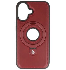 KaiYue Magsafe Lederlook met Standaard Hoesje voor iPhone 16 - Bordeaux Rood