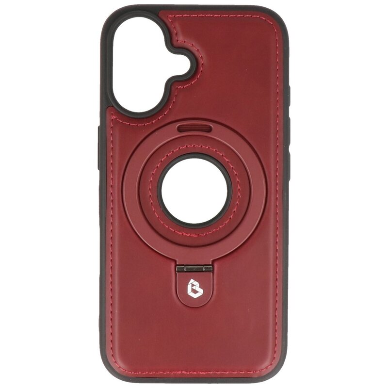 KaiYue Étui MagSafe aspect cuir avec coque standard pour iPhone 16 - Rouge Bordeaux