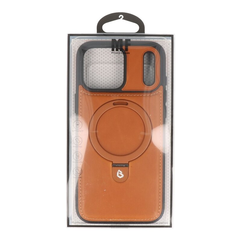 KaiYue Funda Magsafe con aspecto de cuero y funda estándar para iPhone 17 Pro - Marrón