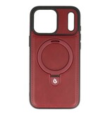 KaiYue Magsafe Lederlook met Standaard Hoesje voor iPhone 17 Pro Max - Bordeaux Rood