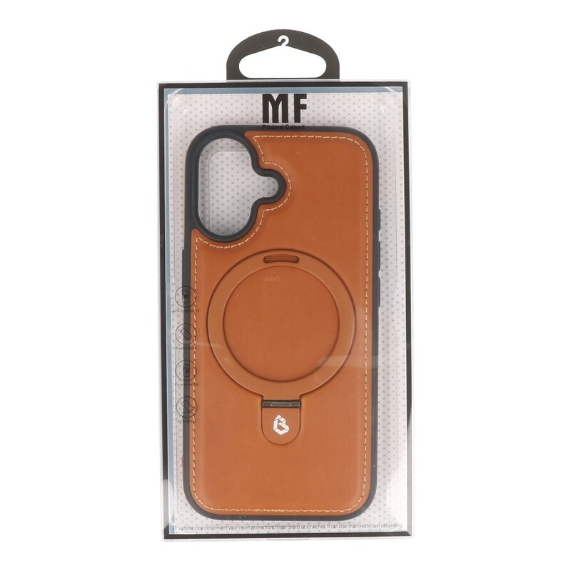 KaiYue Magsafe Lederlook met Standaard Hoesje voor iPhone 17 - Bruin