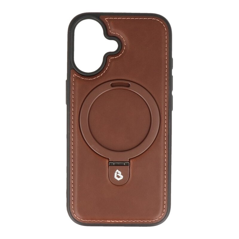 KaiYue Magsafe Lederlook met Standaard Hoesje voor iPhone 17 - Mocca