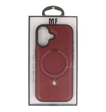 KaiYue Étui MagSafe aspect cuir avec coque standard pour iPhone 17 - Rouge Bordeaux