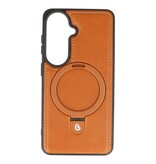 KaiYue Étui MagSafe aspect cuir avec coque standard pour Samsung Galaxy S26 - Marron