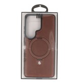 KaiYue Étui MagSafe aspect cuir avec coque standard pour Samsung Galaxy S26 - Mocca