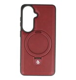 KaiYue Magsafe Lederlook met Standaard Hoesje voor Samsung Galaxy S26 - Bordeaux Rood