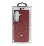 KaiYue Étui MagSafe aspect cuir avec coque standard pour Samsung Galaxy S26 - Rouge bordeaux