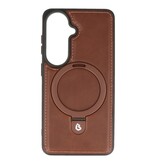KaiYue Funda Magsafe con aspecto de cuero y funda estándar para Samsung Galaxy S26 Plus - Mocca