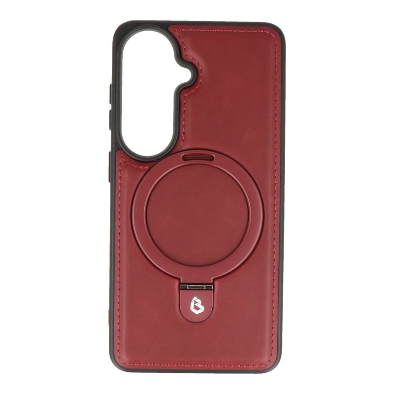 KaiYue Étui MagSafe aspect cuir avec coque standard pour Samsung Galaxy S26 Plus - Rouge Bordeaux