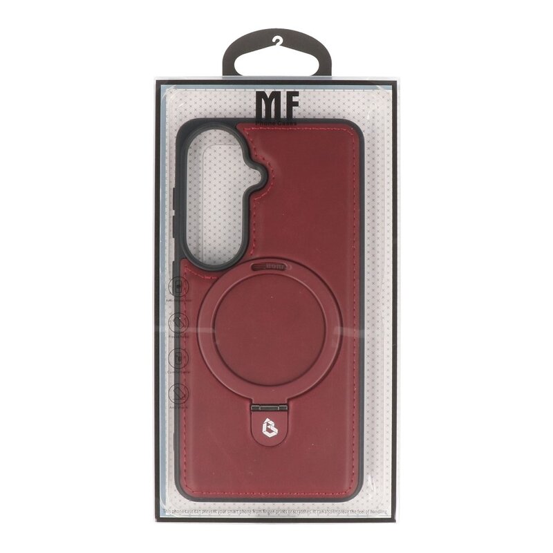 KaiYue Custodia Magsafe in similpelle con standard per Samsung Galaxy S26 Plus - Rosso Bordeaux