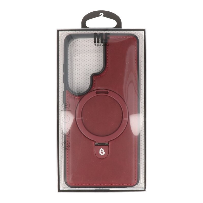 KaiYue Custodia Magsafe in similpelle con standard per Samsung Galaxy S26 Ultra - Rosso Bordeaux
