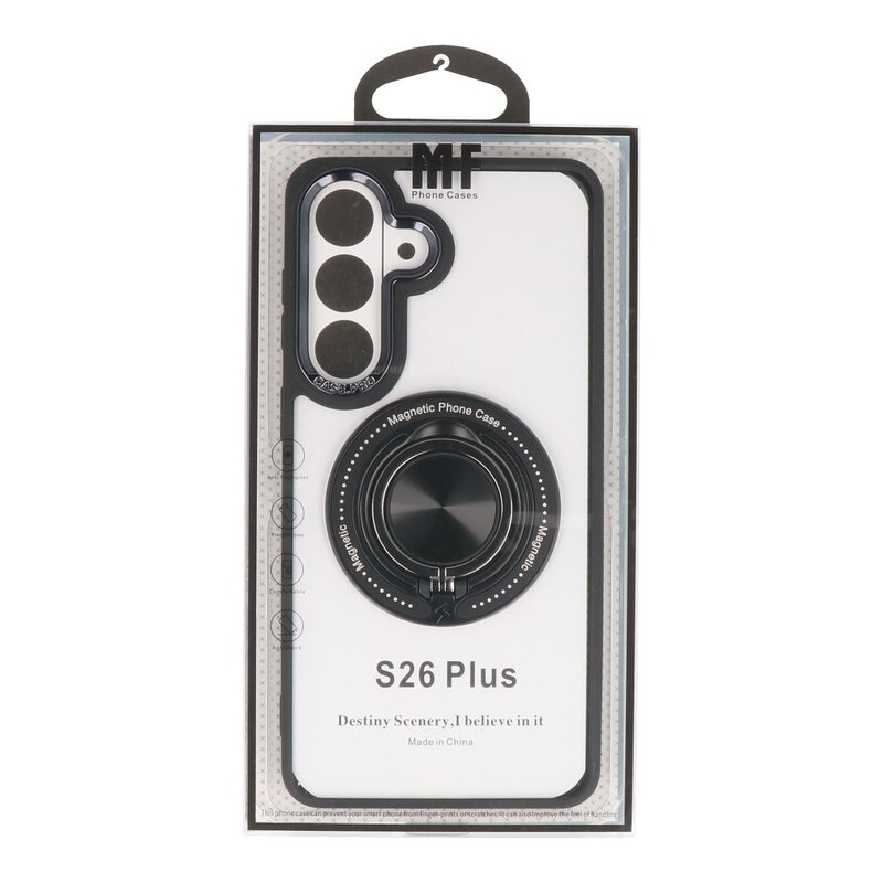 Smart Smart Magnetic met 360 Graden Standaard Hoesje voor Samsung Galaxy S26 Plus - Zwart