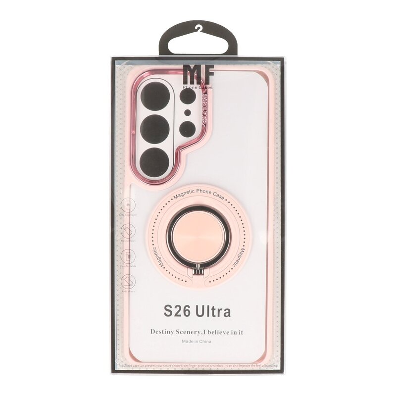 Smart Funda magnética inteligente con soporte de 360 grados para Samsung Galaxy S26 Ultra - Rosa