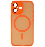 Matte, transparente MagSafe-Hülle mit Kameraschutz für iPhone 15, Orange