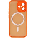 Mat-Transparent met Camera Beschermer Magsafe Case voor iPhone 16E Oranje