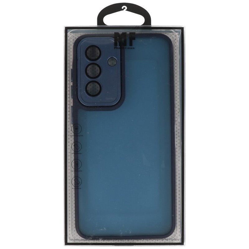 Étui transparent mat avec protection pour appareil photo pour Samsung Galaxy A57 bleu