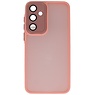 Funda transparente mate con protector de cámara para Samsung Galaxy A57 rosa