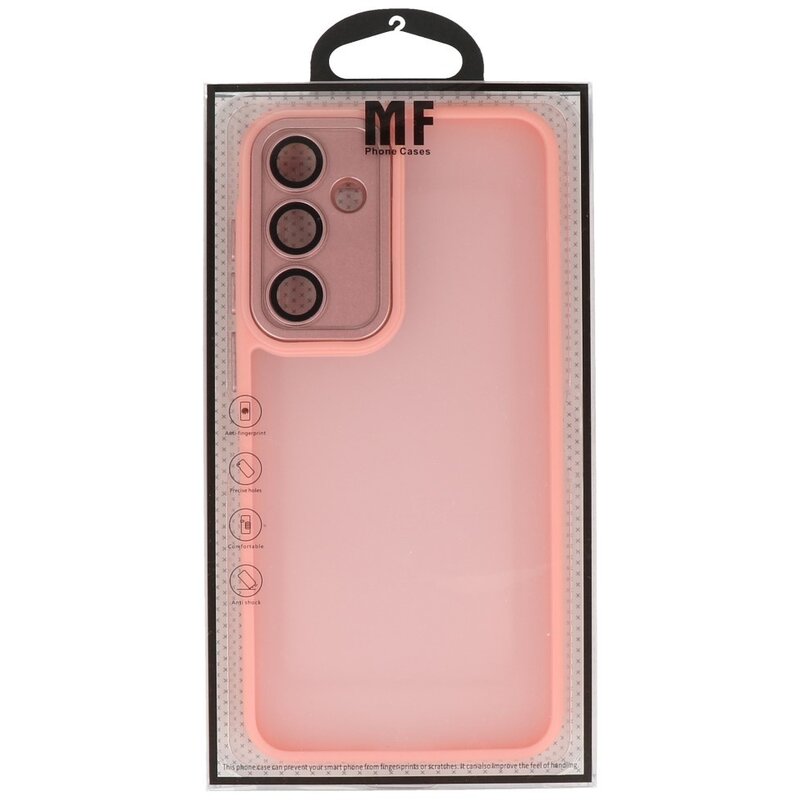 Coque transparente mate avec protection pour appareil photo pour Samsung Galaxy A57 rose